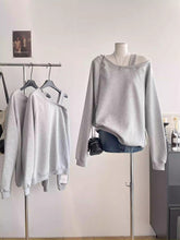 BXOXO - summer inspo Autumn New Women Loose Off Shoulder Sweatshirt Korean Lazy Style Pullover Tops Casual Versatile Solid Color Long Sleeve Tops